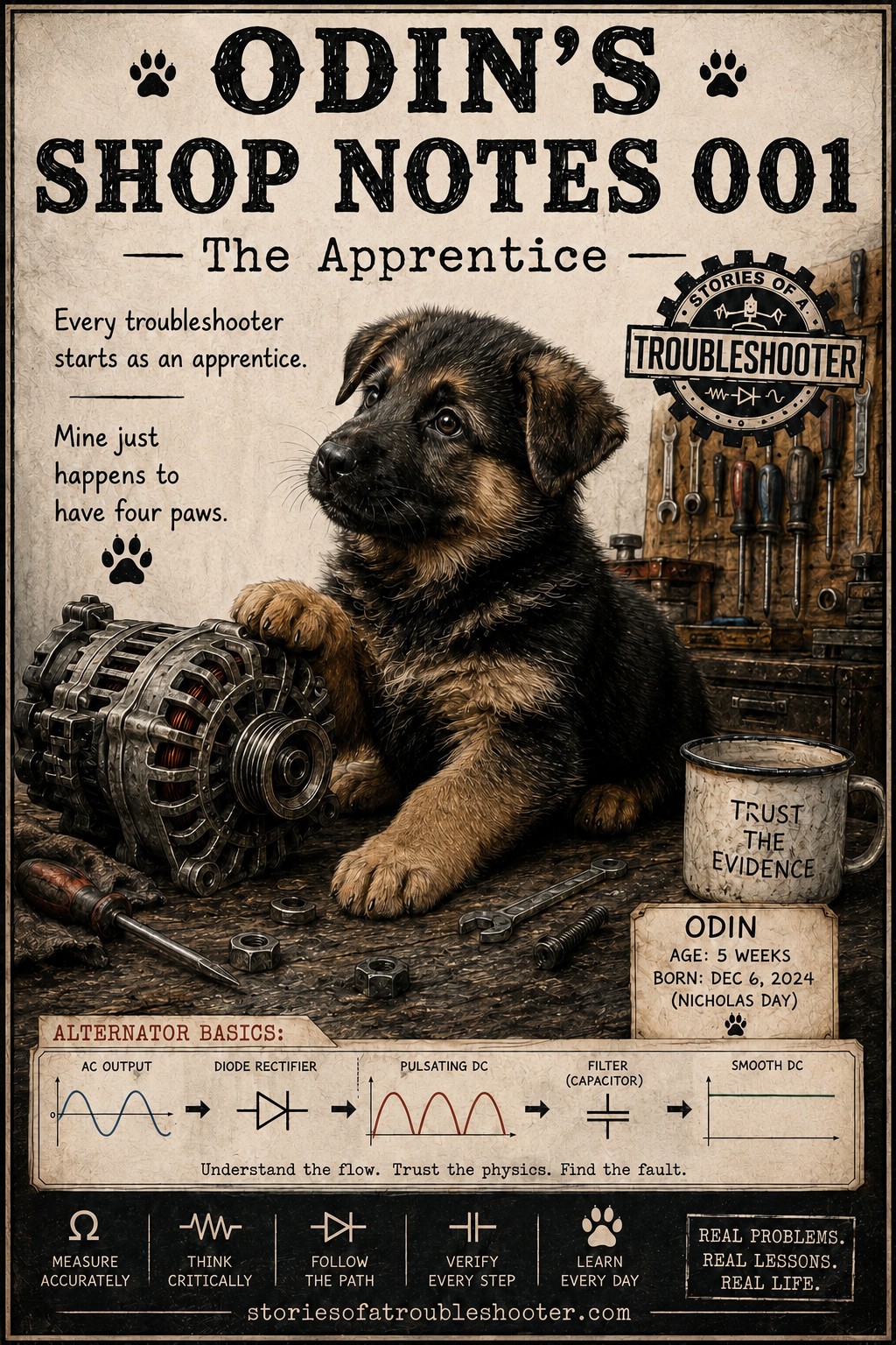 Odin beside the alternator